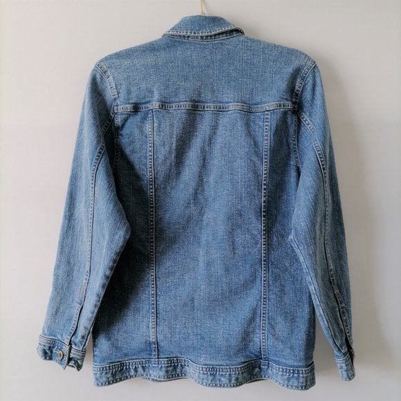 Arizona Jean Co Womens Blue Long Sleeve Collared Button-Up Denim Jacket Size M - Picture 5 of 6